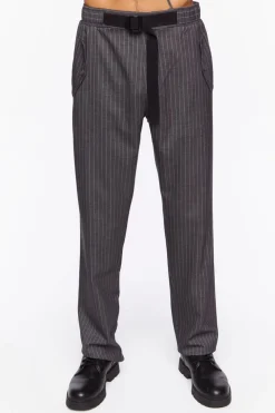 Pinstriped Belted Trousers