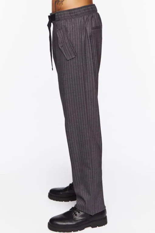 Pinstriped Belted Trousers