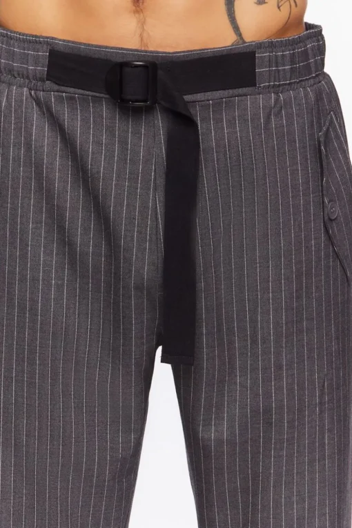 Pinstriped Belted Trousers
