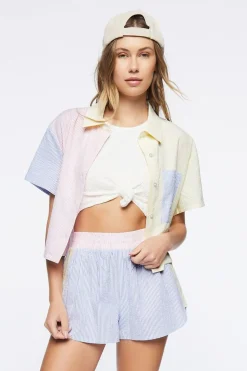 Pinstriped Colorblock Shorts