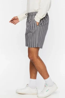 Pinstriped Drawstring Shorts