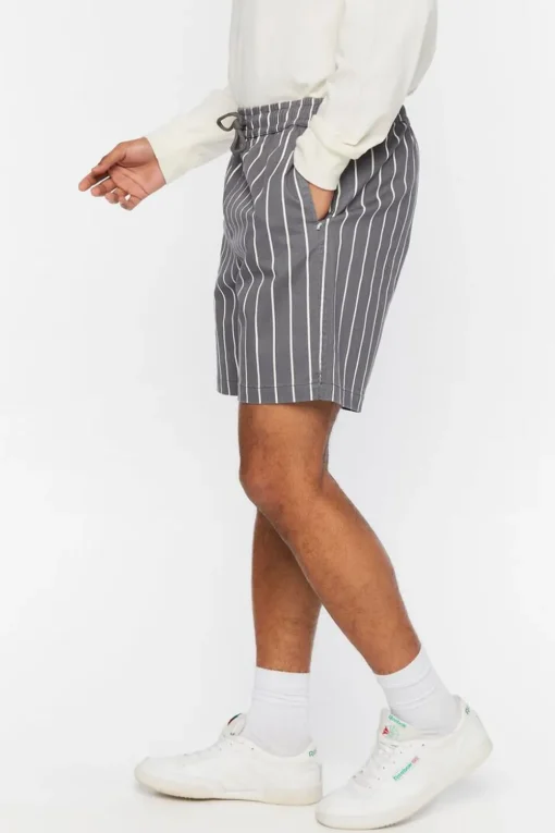 Pinstriped Drawstring Shorts