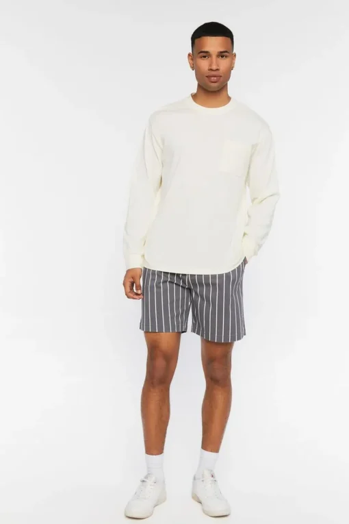 Pinstriped Drawstring Shorts