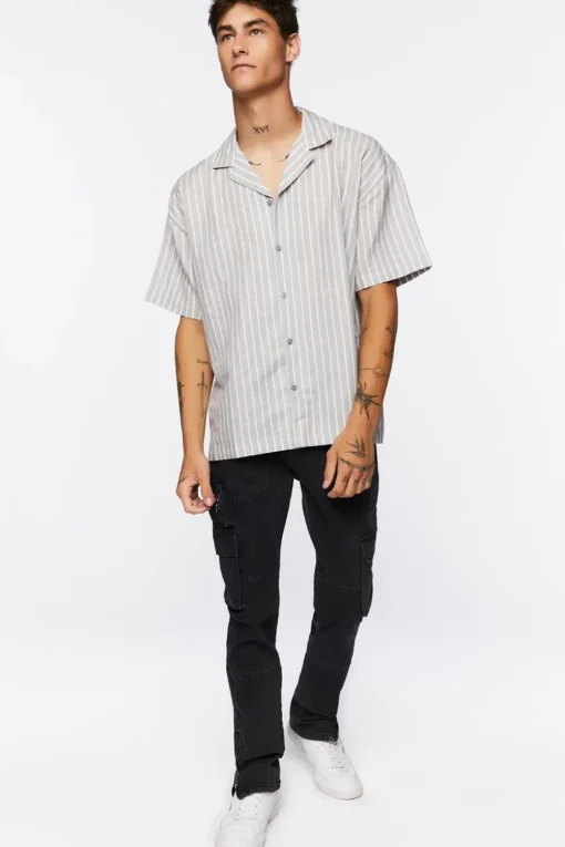 Pinstriped Linen-Blend Shirt