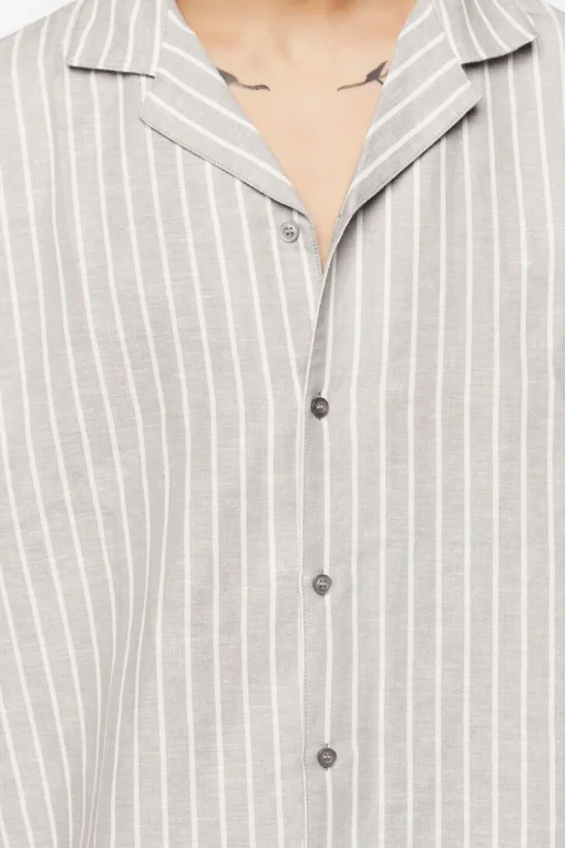 Pinstriped Linen-Blend Shirt