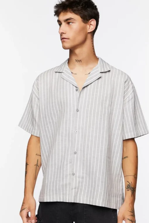 Pinstriped Linen-Blend Shirt