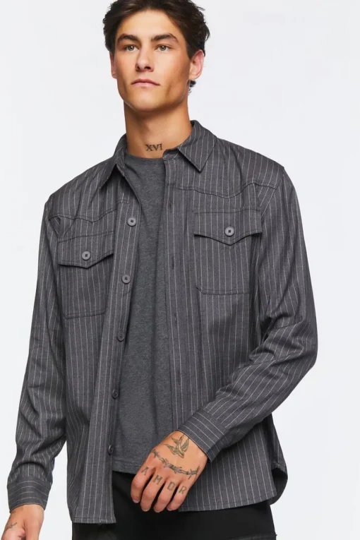Pinstriped Long-Sleeve Shirt