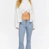 Pinstriped Low-Rise Flare Jeans
