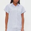 Pinstriped Pajama Shirt & Shorts Set