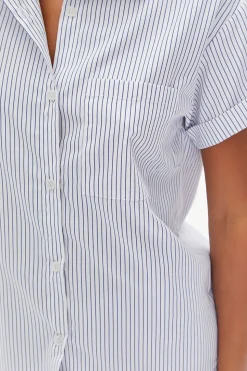 Pinstriped Pajama Shirt & Shorts Set