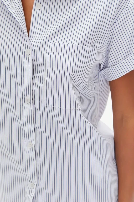 Pinstriped Pajama Shirt & Shorts Set