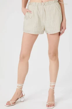 Pinstriped Paperbag Shorts