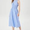 Pinstriped Poplin Midi Dress