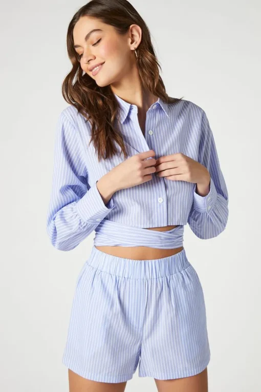 Pinstriped Poplin Shorts