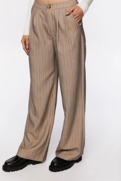 Pinstriped Wide-Leg Pants