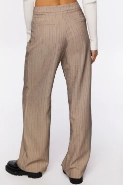 Pinstriped Wide-Leg Pants
