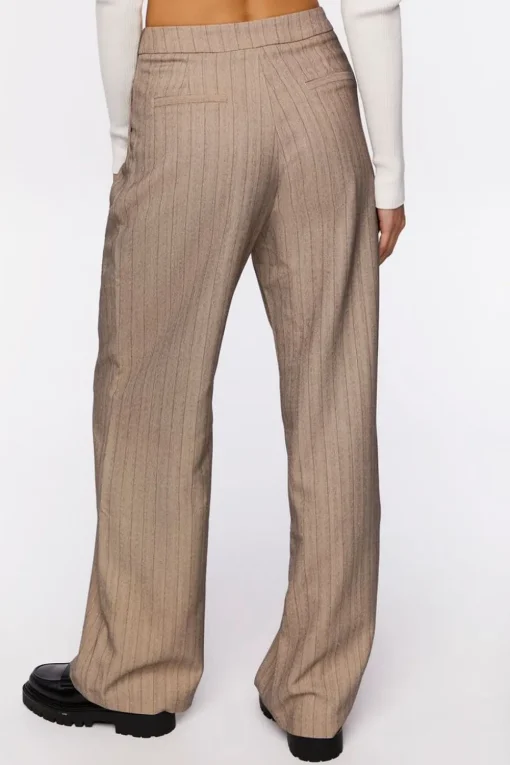 Pinstriped Wide-Leg Pants
