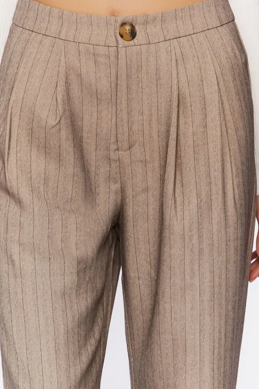 Pinstriped Wide-Leg Pants