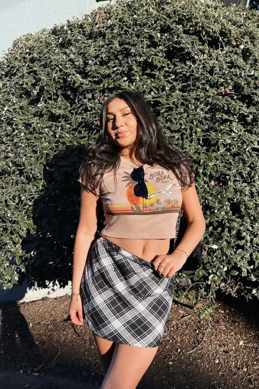 Plaid A-Line Mini Skirt