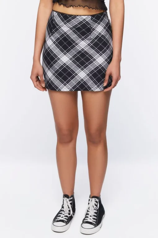 Plaid A-Line Mini Skirt