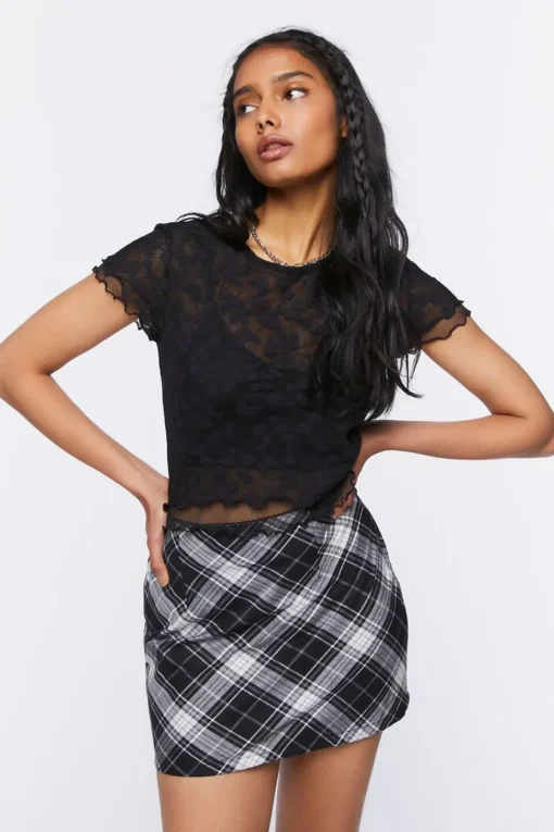 Plaid A-Line Mini Skirt