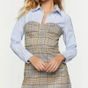 Plaid Bustier Combo Mini Dress