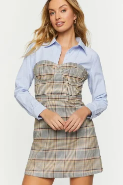 Plaid Bustier Combo Mini Dress