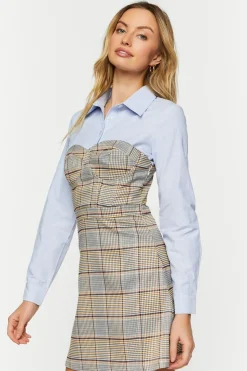 Plaid Bustier Combo Mini Dress