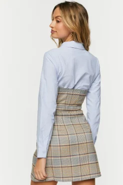 Plaid Bustier Combo Mini Dress