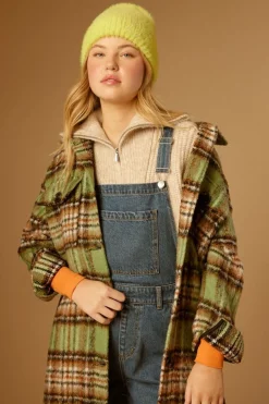 Plaid Buttoned Duster Jacket
