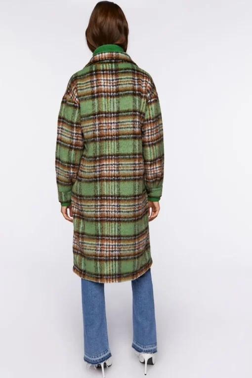 Plaid Buttoned Duster Jacket