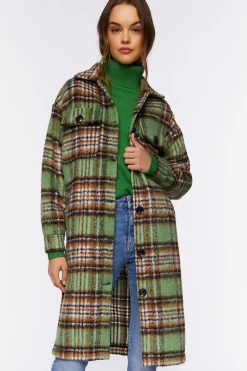Plaid Buttoned Duster Jacket