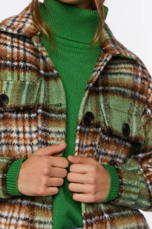 Plaid Buttoned Duster Jacket