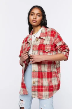 Plaid Button-Front Shacket