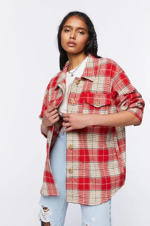 Plaid Button-Front Shacket