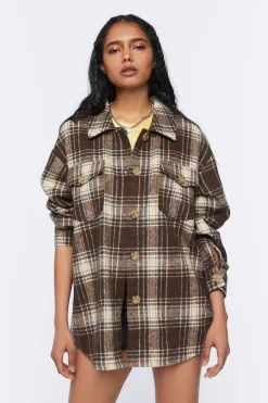 Plaid Button-Front Shacket