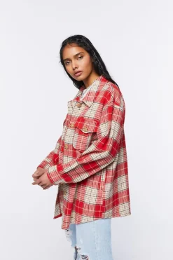 Plaid Button-Front Shacket