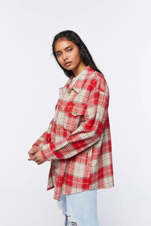 Plaid Button-Front Shacket