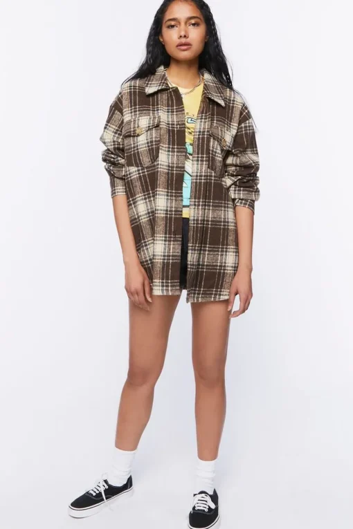 Plaid Button-Front Shacket