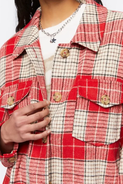 Plaid Button-Front Shacket
