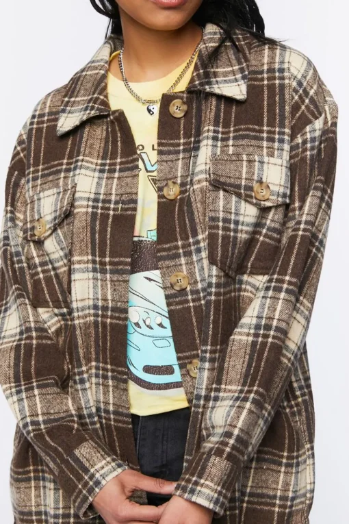 Plaid Button-Front Shacket