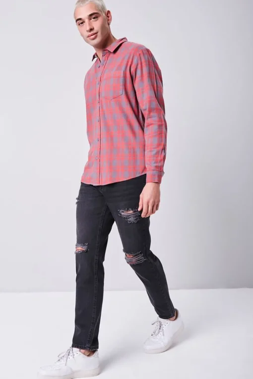 Plaid Button-Front Shirt