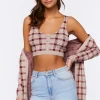 Plaid Cami & Cardigan Sweater Set