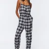 Plaid Cami Drawstring Jumpsuit