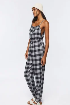 Plaid Cami Drawstring Jumpsuit