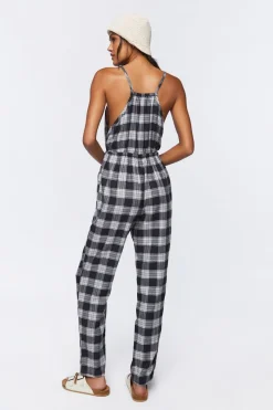 Plaid Cami Drawstring Jumpsuit
