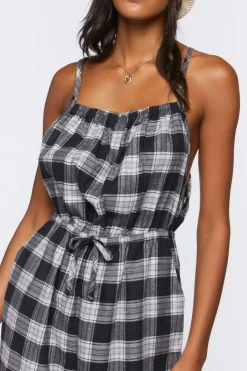 Plaid Cami Drawstring Jumpsuit