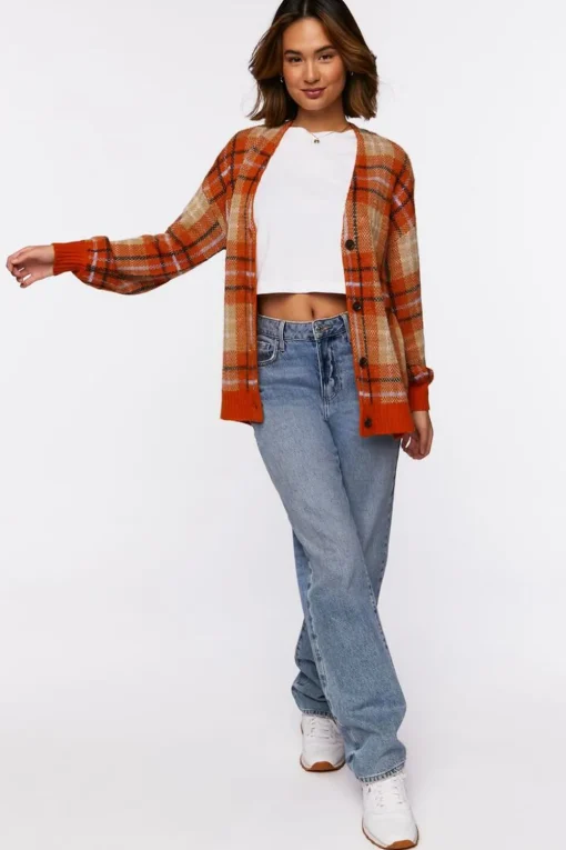 Plaid Cardigan Sweater