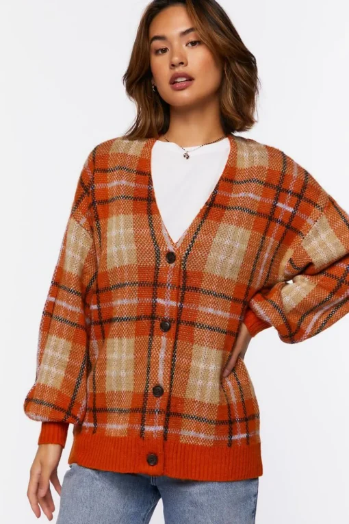 Plaid Cardigan Sweater