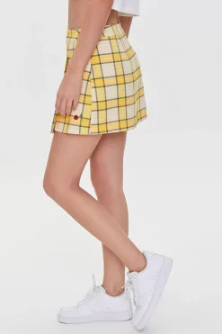 Plaid Cherry Embroidered Skort